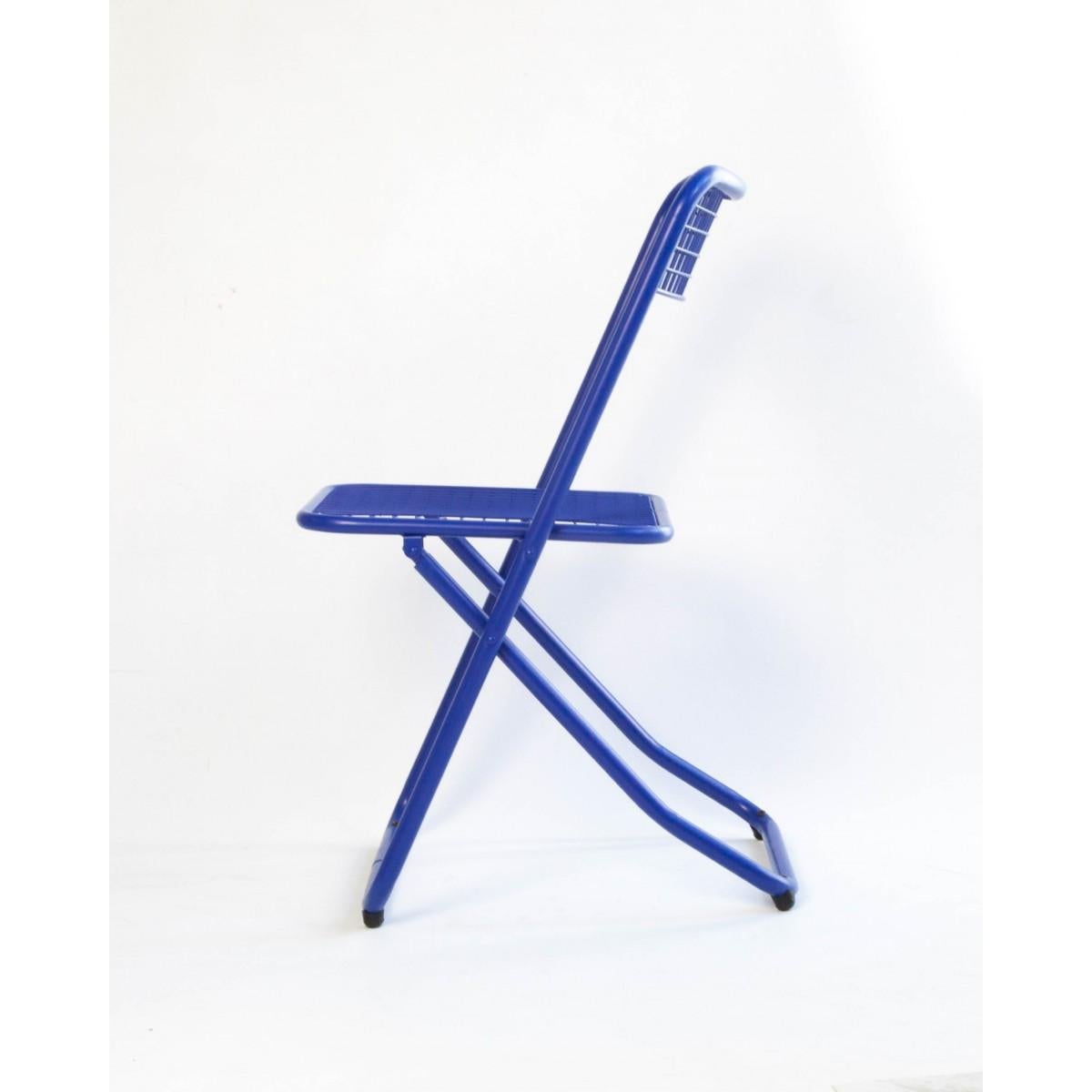 Modern New Folding Iron Chair Blue 5002 by Houtique 