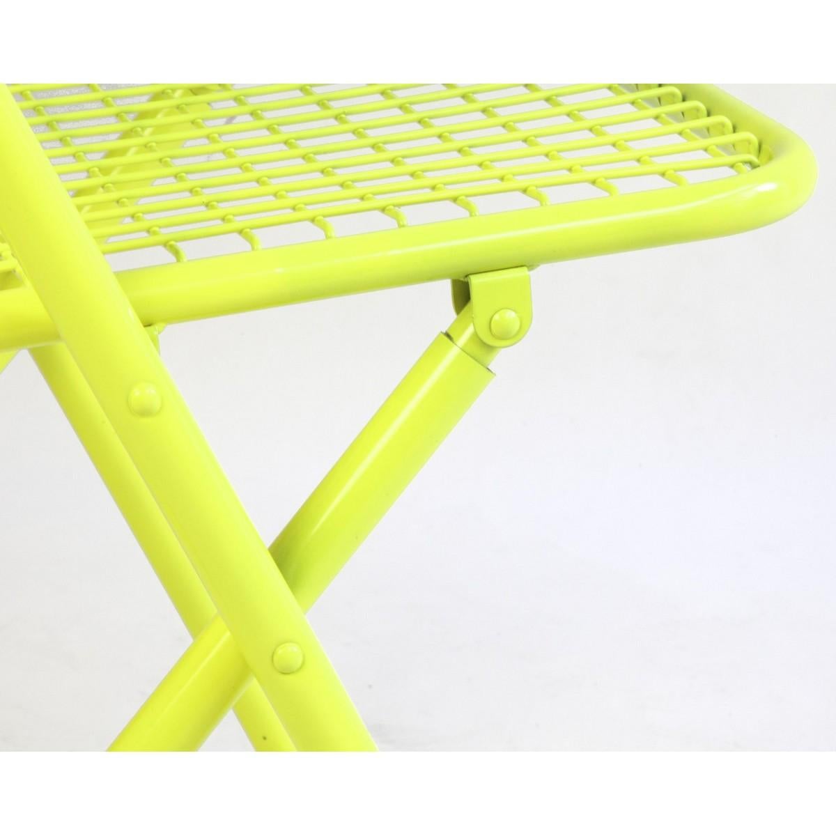 Spanish New Folding Iron Chair Yellow 1026 by Houtique & Masquespacio Signed