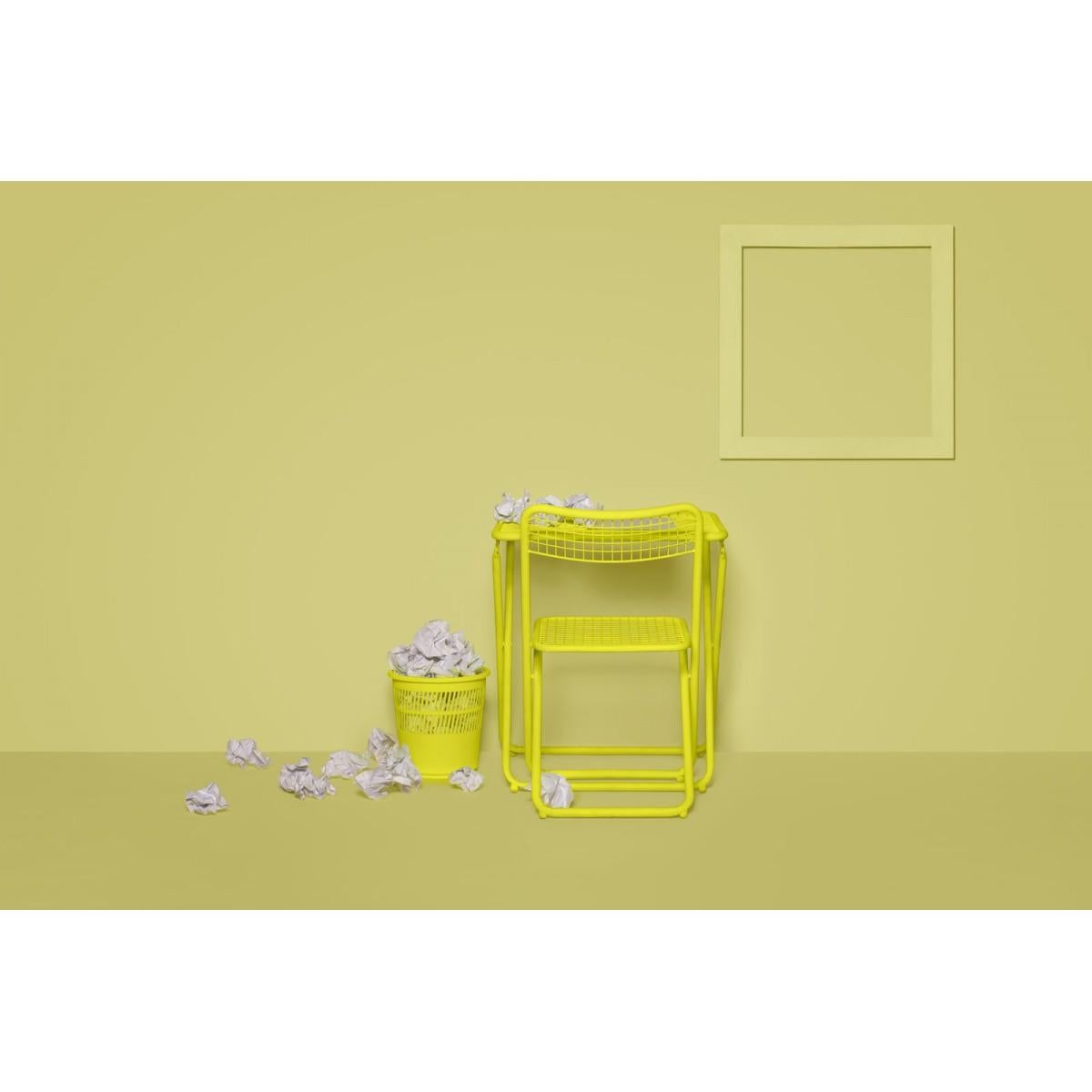 New Folding Iron Chair Yellow 1026 by Houtique & Masquespacio Signed 1