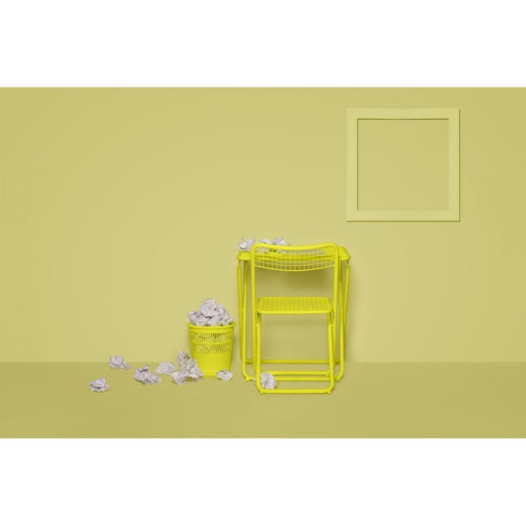 New Folding Iron Chair Yellow 1026 by Houtique & Masquespacio Signed For Sale 2