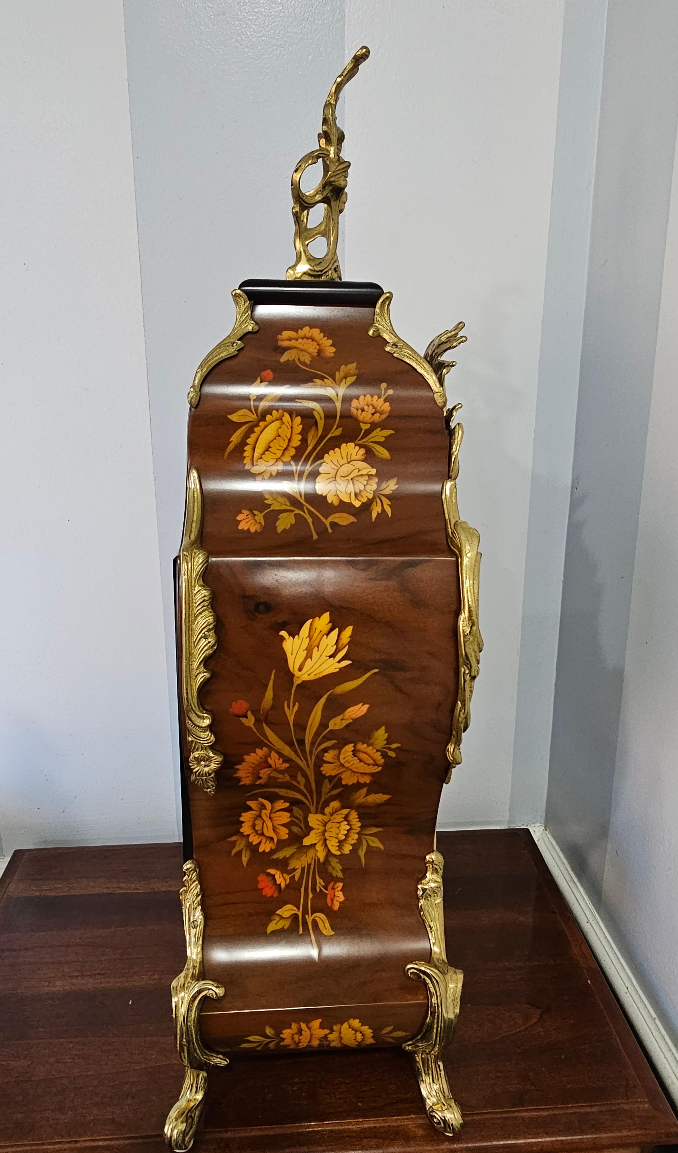 Post-Modern New Franz Hermle Mantel Clock in DeArt Italian Fine Marquetry and Ormolu Case, N For Sale