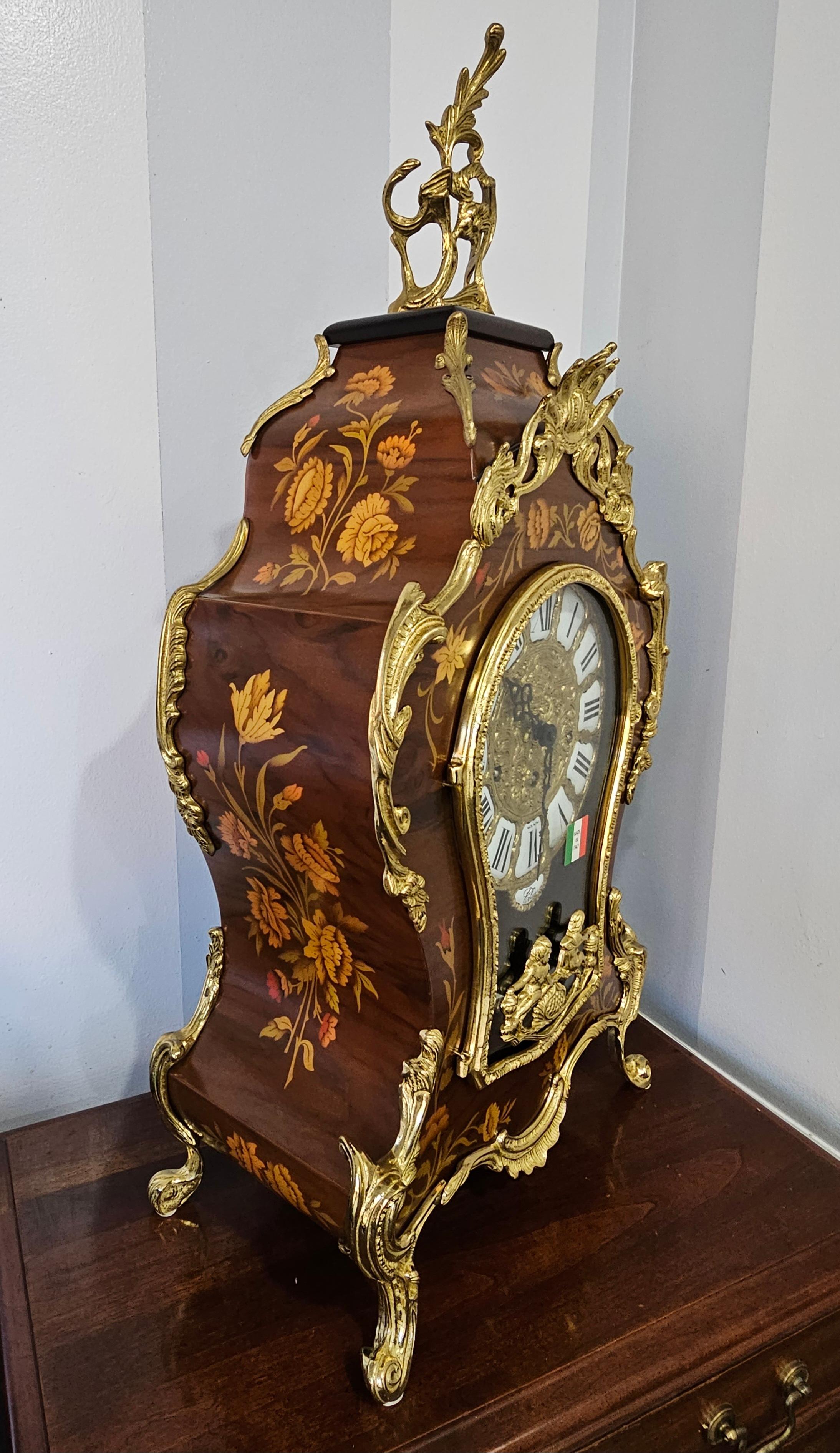 Contemporary New Franz Hermle Mantel Clock in DeArt Italian Fine Marquetry and Ormolu Case, N For Sale