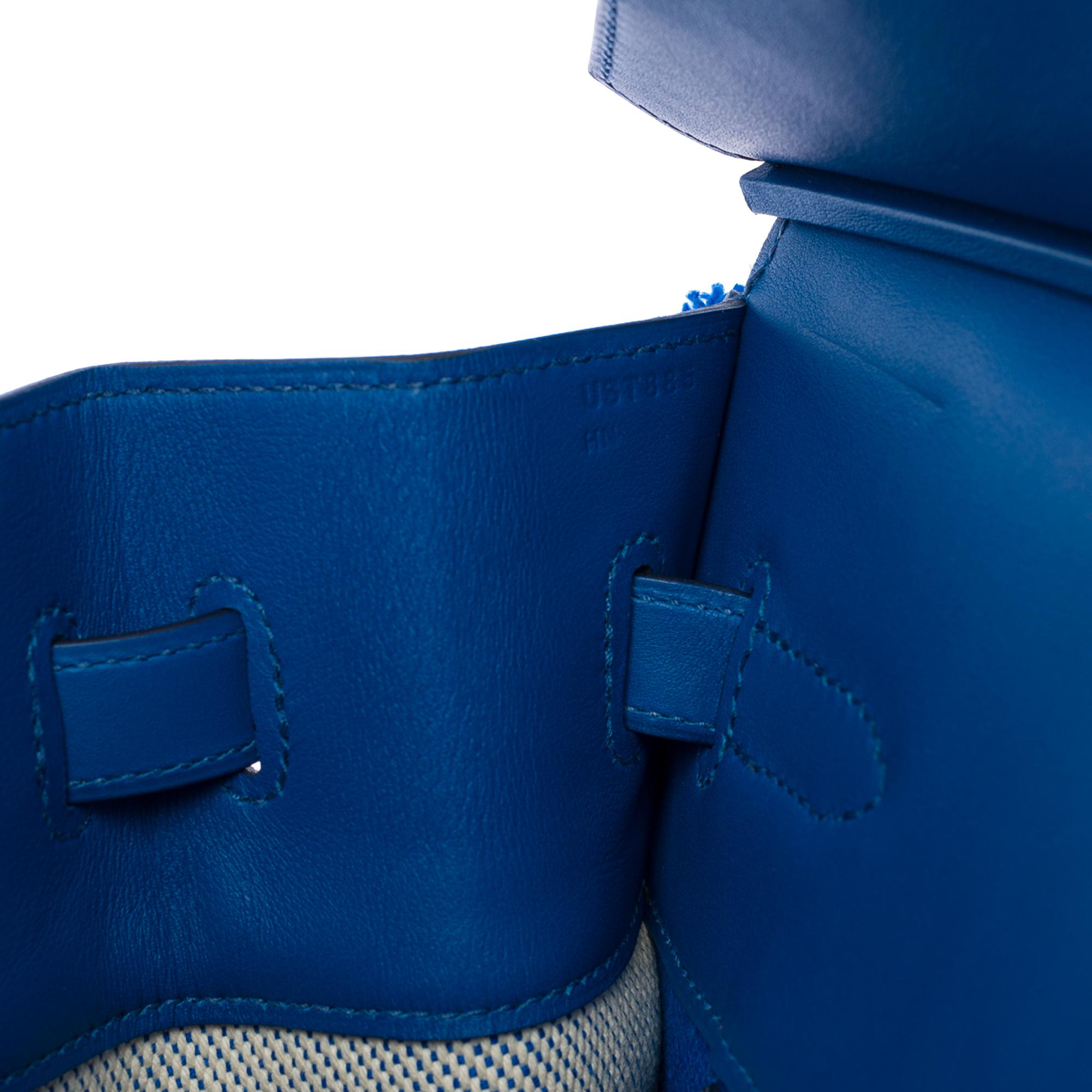 New Fray Fray Hermès Birkin 35 handbag in beige canvas/blue swift leather, SHW 1