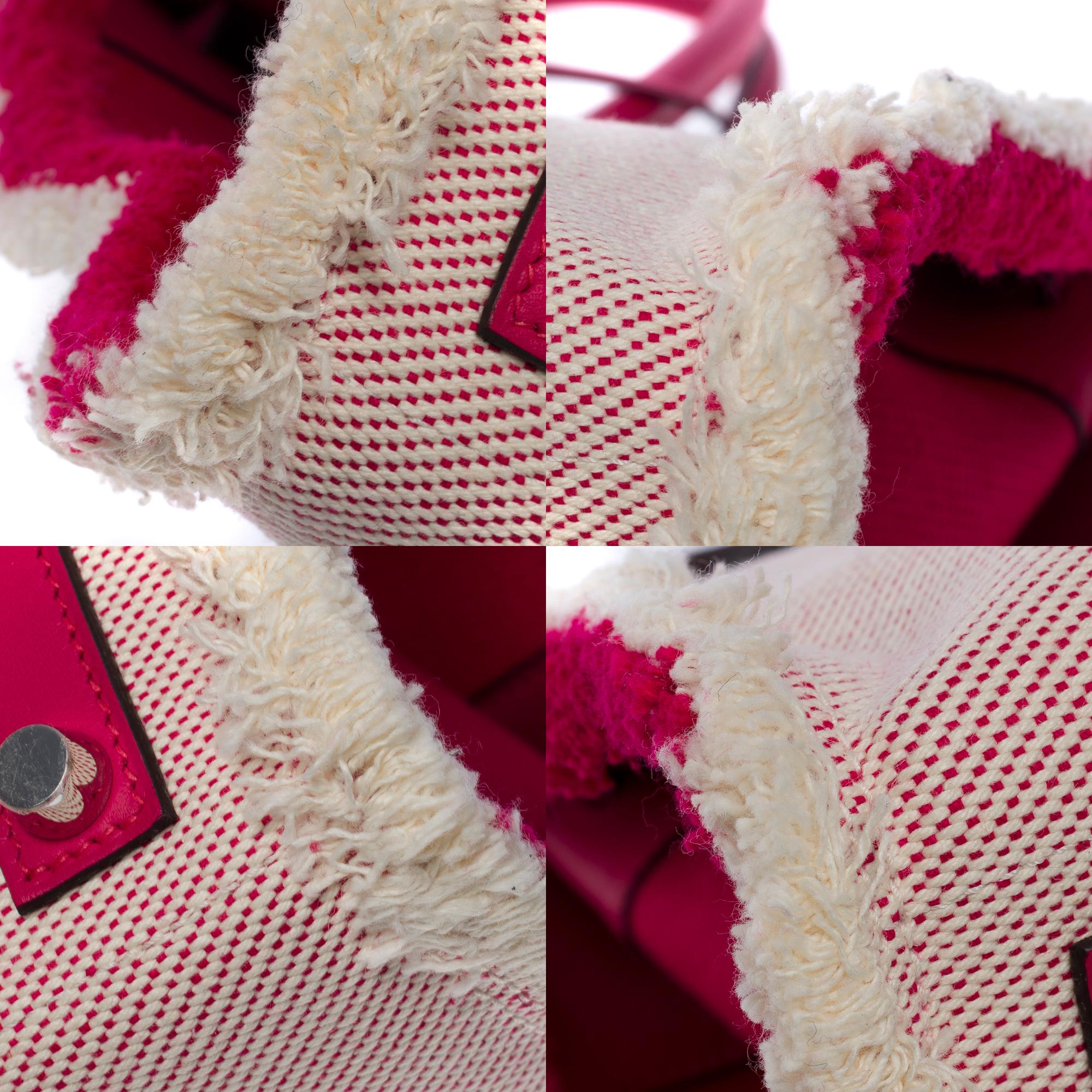 Neu Fray Fray Hermès Birkin 35 Handtasche in beige Leinwand / rosa Swift Leder, SHW im Angebot 6