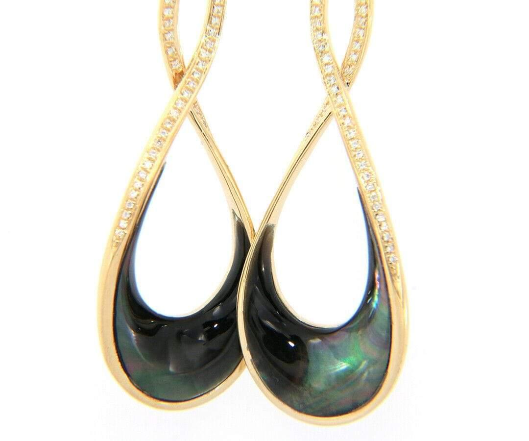 New Frederic Sage 0.19ctw Diamond Eternity Black Mother of Pearl Dangle Earrings For Sale 1
