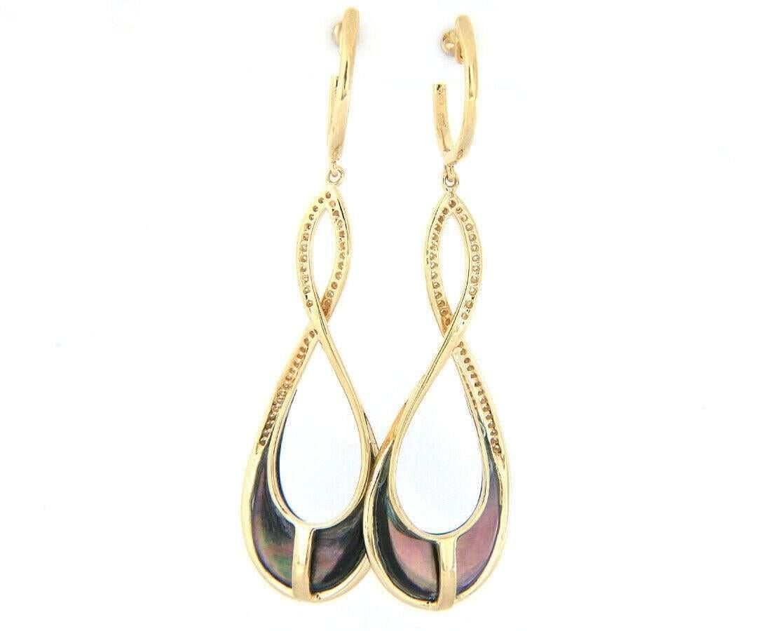 New Frederic Sage 0.19ctw Diamond Eternity Black Mother of Pearl Dangle Earrings For Sale 3