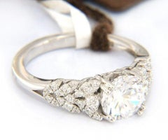 New Frederic Sage 0.32ctw Diamond Leaf Motif Semi Mount Ring in 14K White Gold