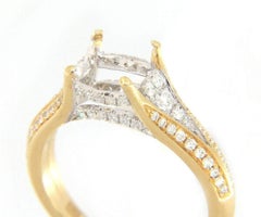 New Frederic Sage 0.43ctw Pave Diamond Two Tone Semi Mount Ring in 14K