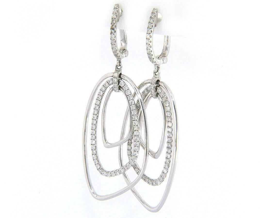New Frederic Sage Diamond Layered Dangle Earrings in 14K White Gold In New Condition For Sale In Vienna, VA