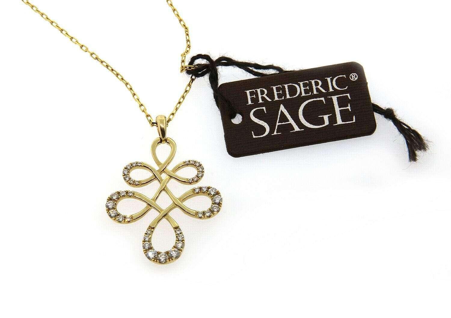 New Frederic Sage Diamond Swirl Pendant Necklace in 14K For Sale 4