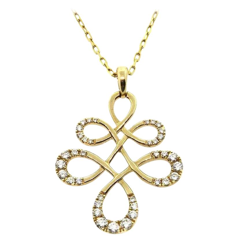 New Frederic Sage Diamond Swirl Pendant Necklace in 14K For Sale