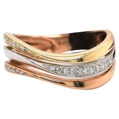 New Frederic Sage Diamond Tri Color Wave Ring in 14K New Frederic Sage Diamond Tri Color Wave Ring in 14K