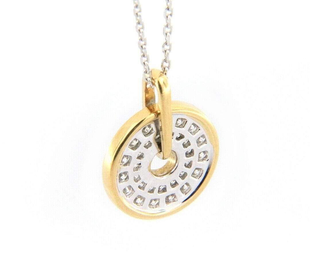 New Frederic Sage Pave Diamond Two Tone Spin Disc Pendant Necklace in 14K For Sale 1