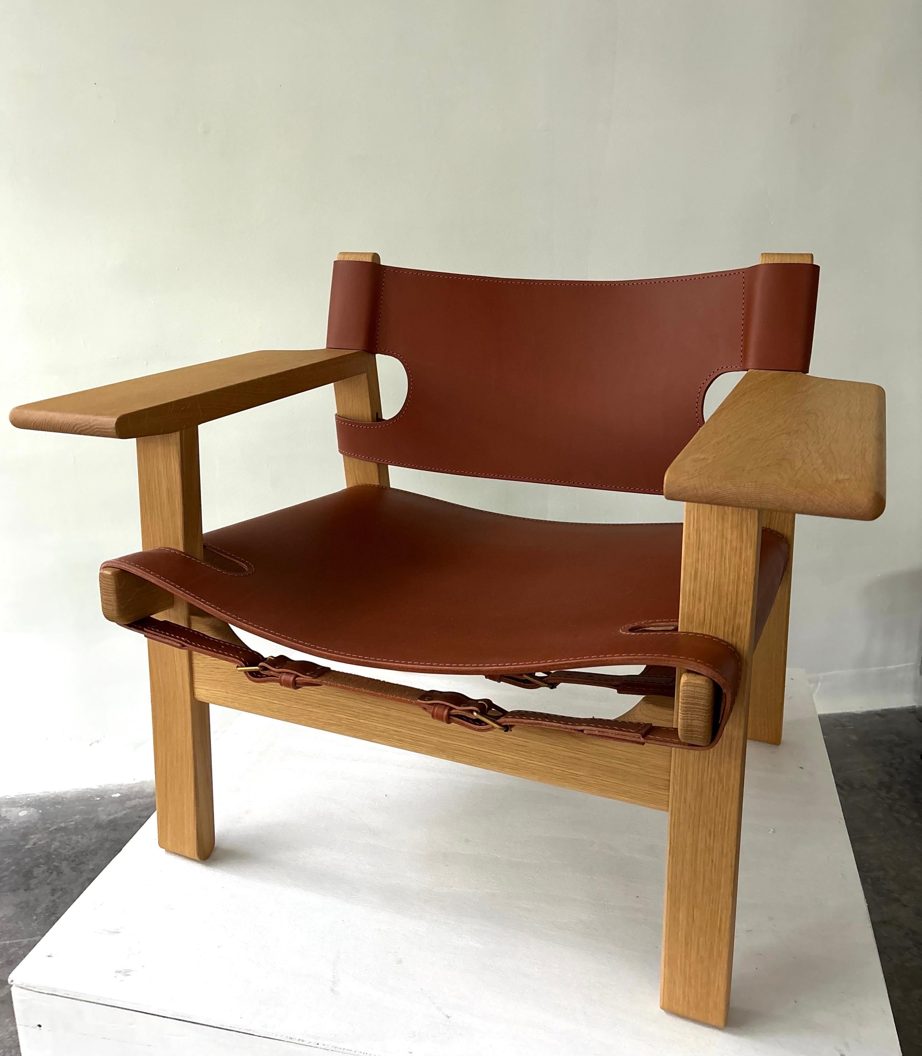 NEW Fredericia Spanish Chair in Cognac Saddle Leather and Oiled Oak at