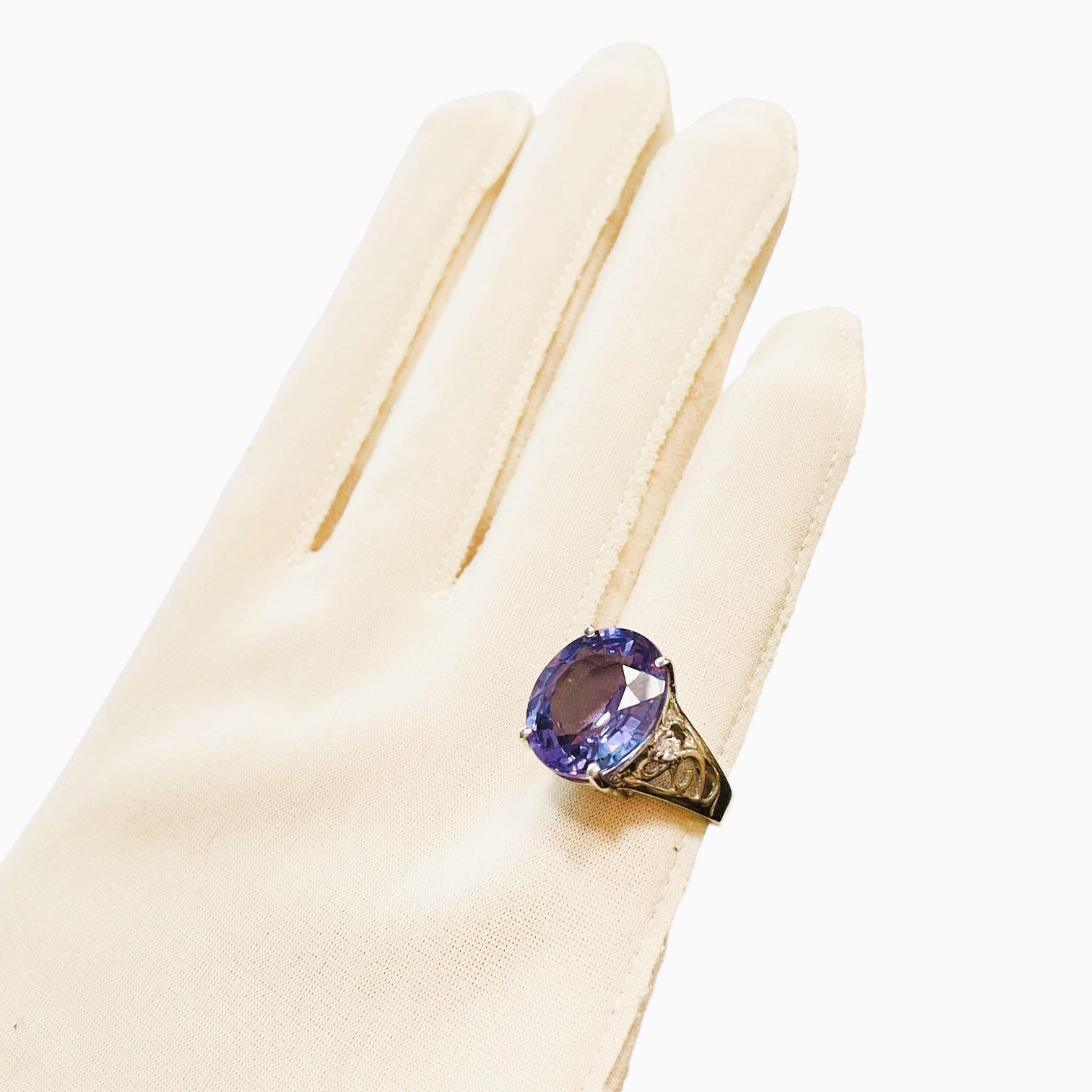 New Free of Inclusions African Blue Purple Spinel & Sapphire Sterling Ring 5.75 4