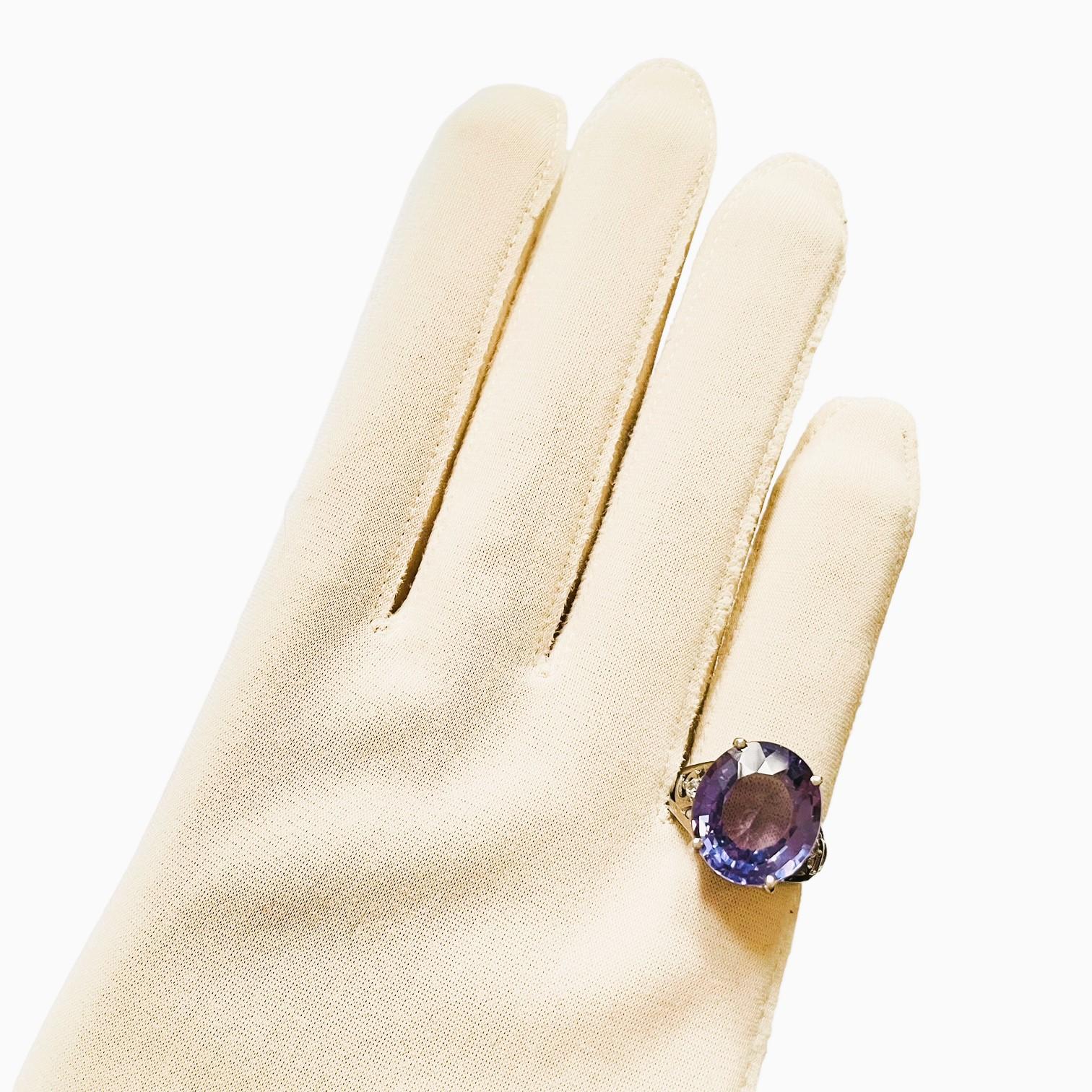 New Free of Inclusions African Blue Purple Spinel & Sapphire Sterling Ring 5.75 2