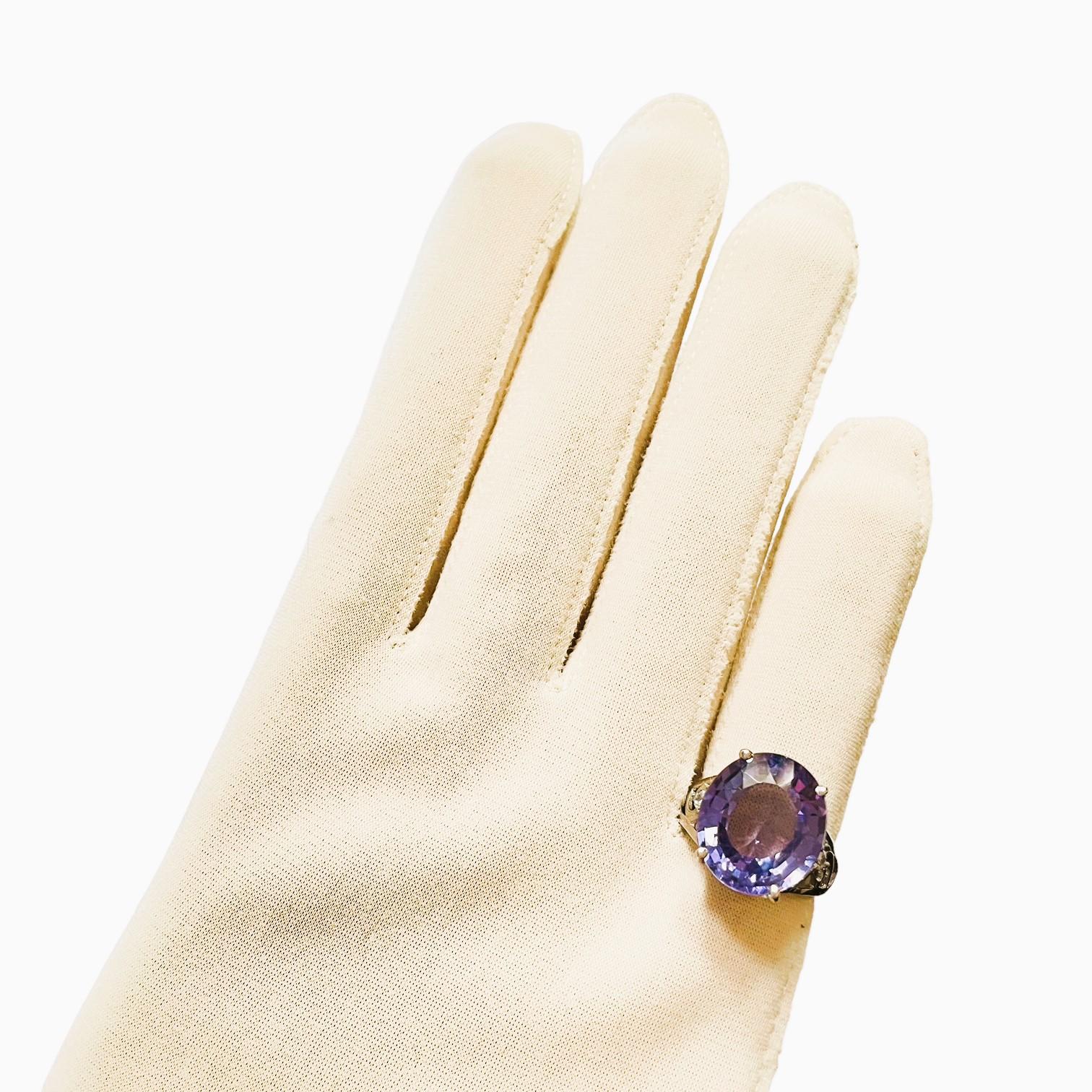 New Free of Inclusions African Blue Purple Spinel & Sapphire Sterling Ring 5.75 3