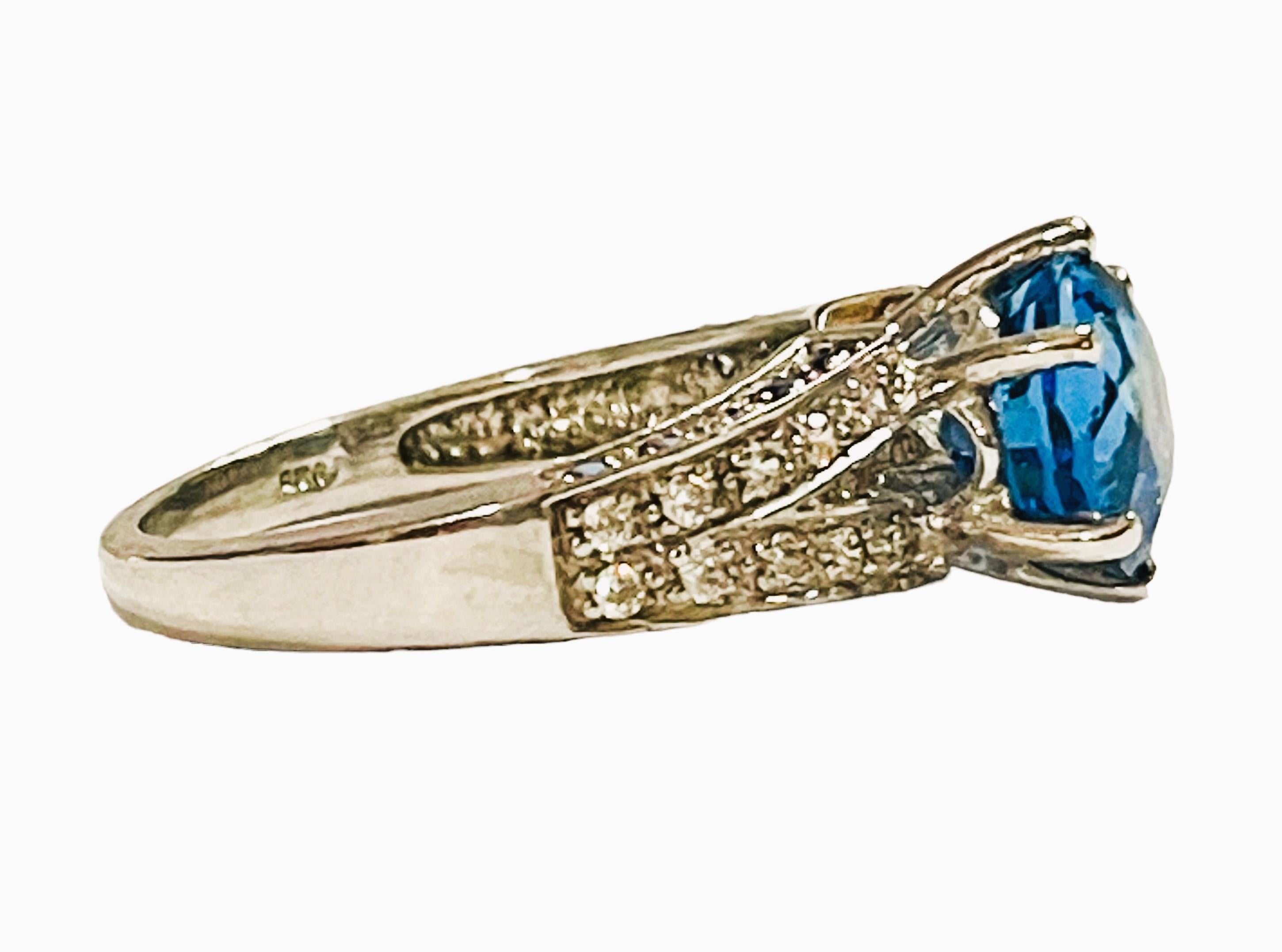 Frei von Einschlssen Afrikanischer Schweizer Blauer Topas & Saphir Sterling Ring 6,5 im Zustand „Neu“ in Eagan, MN