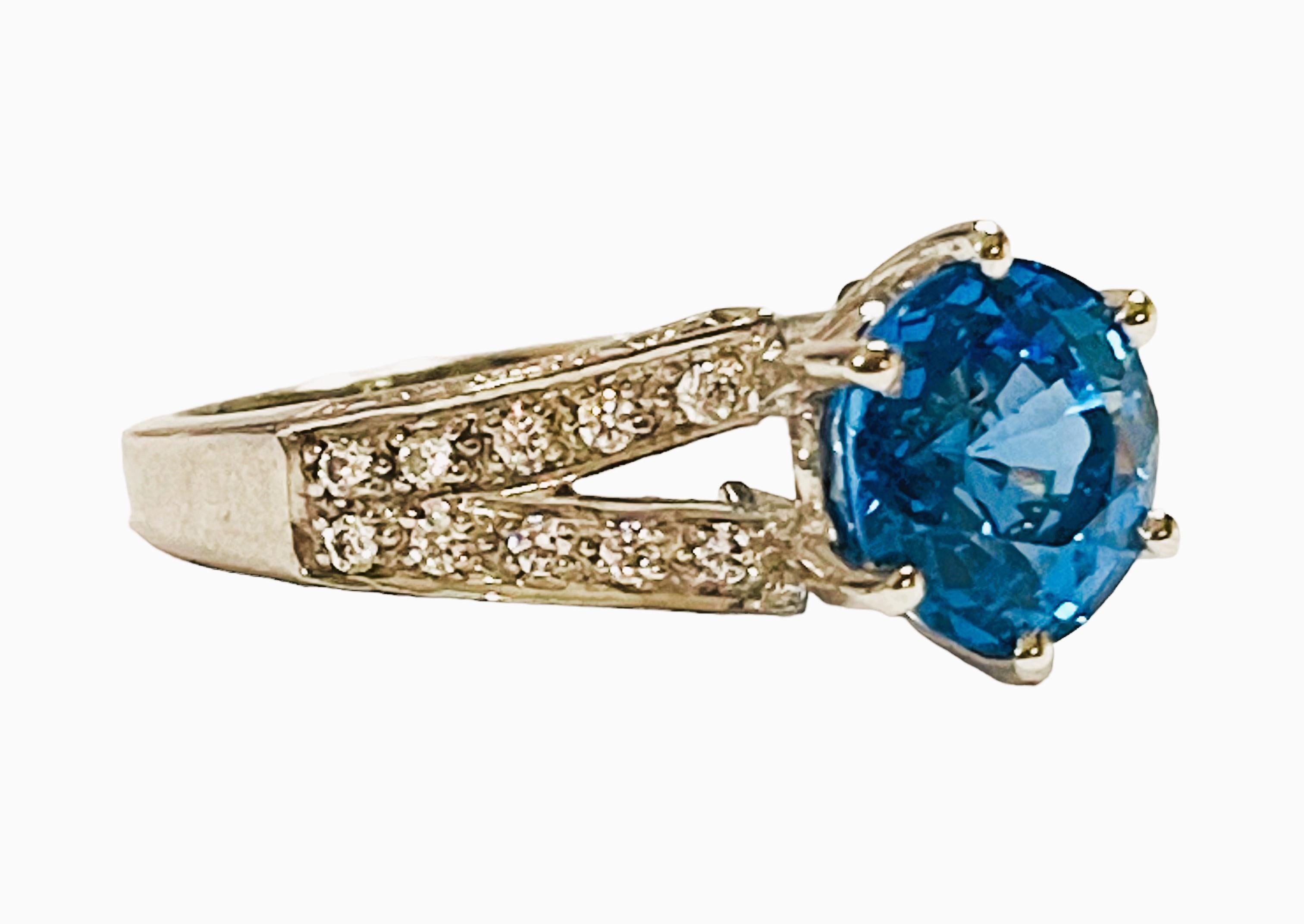 Frei von Einschlssen Afrikanischer Schweizer Blauer Topas & Saphir Sterling Ring 6,5 Damen