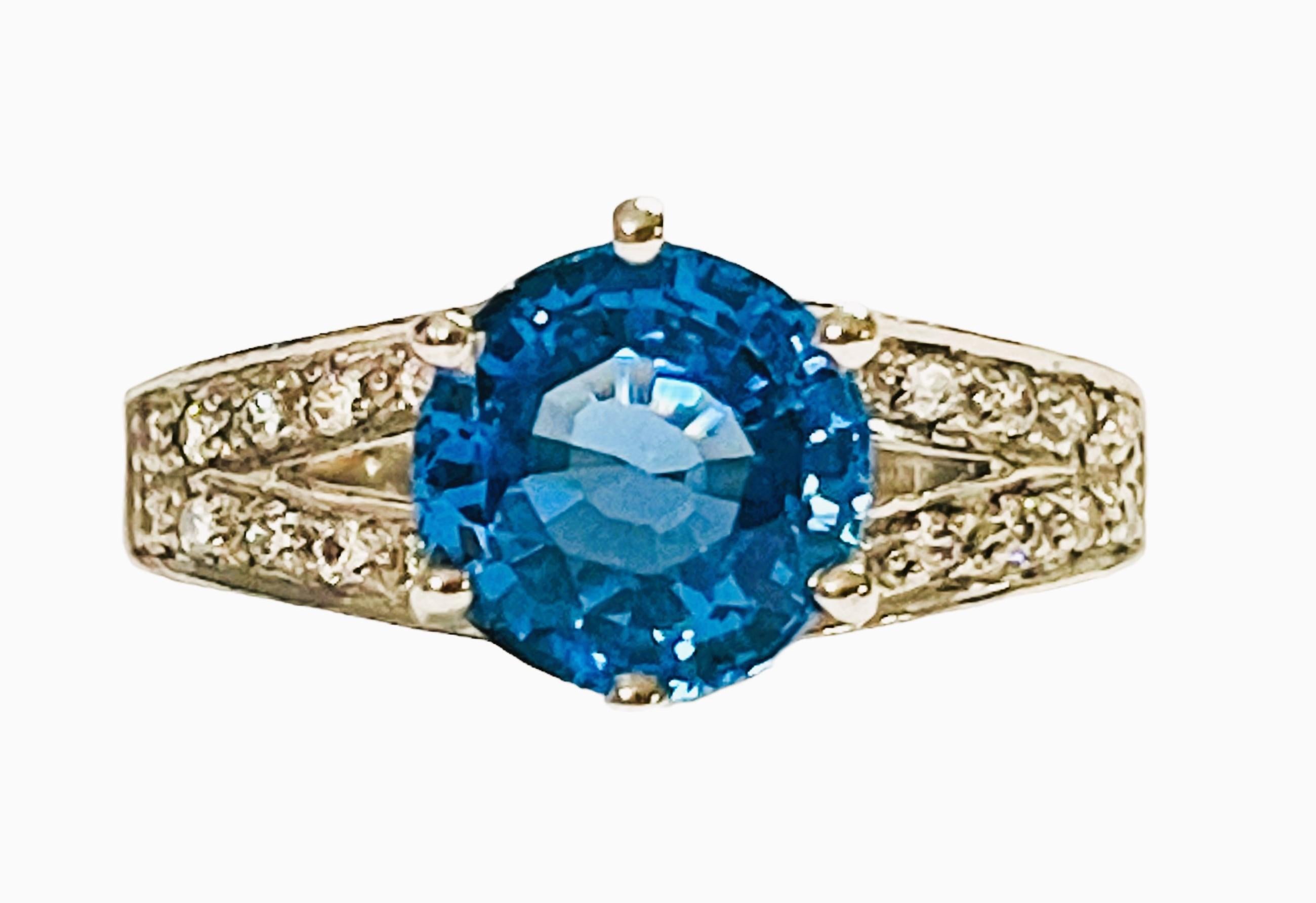 Frei von Einschlssen Afrikanischer Schweizer Blauer Topas & Saphir Sterling Ring 6,5 1