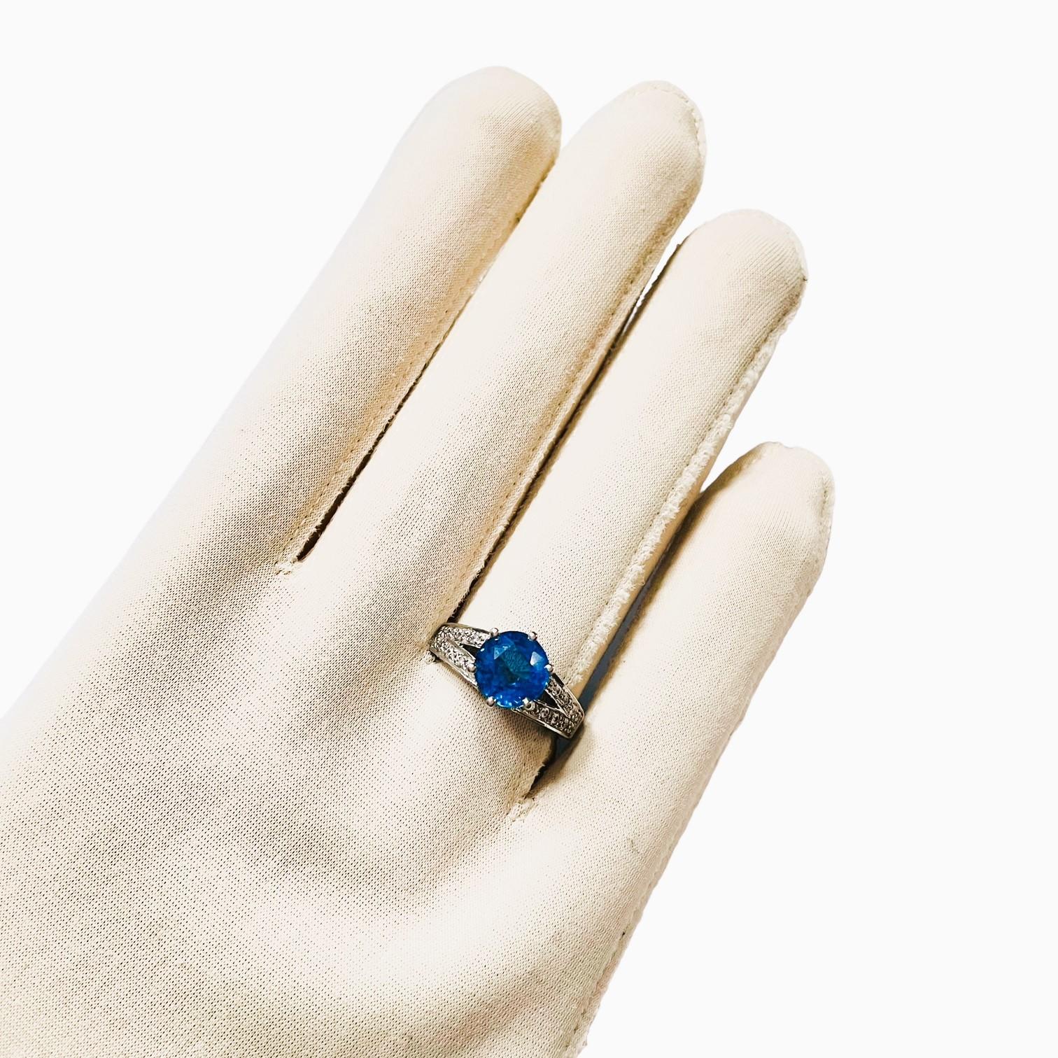Frei von Einschlssen Afrikanischer Schweizer Blauer Topas & Saphir Sterling Ring 6,5 2