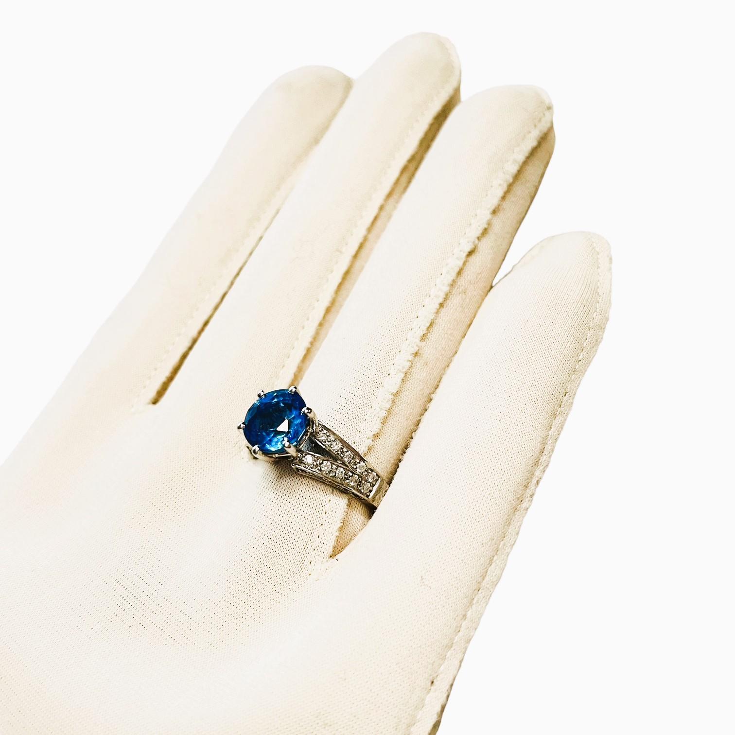 Frei von Einschlssen Afrikanischer Schweizer Blauer Topas & Saphir Sterling Ring 6,5 3