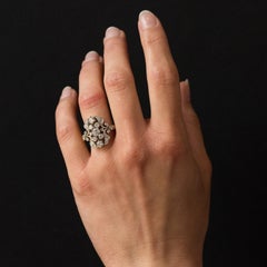 New French 1.61 Carat Diamond Platinum Yellow Gold Garden Ring