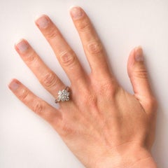 French Diamond Platinum Daisy Ring