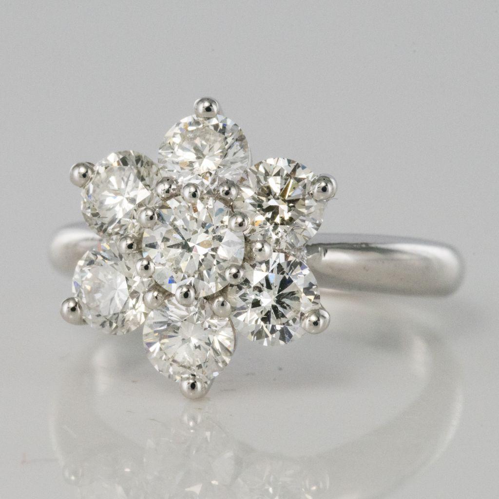 New French Diamond Platinum Engagement Ring 8