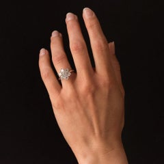 New French Diamond Platinum Engagement Ring