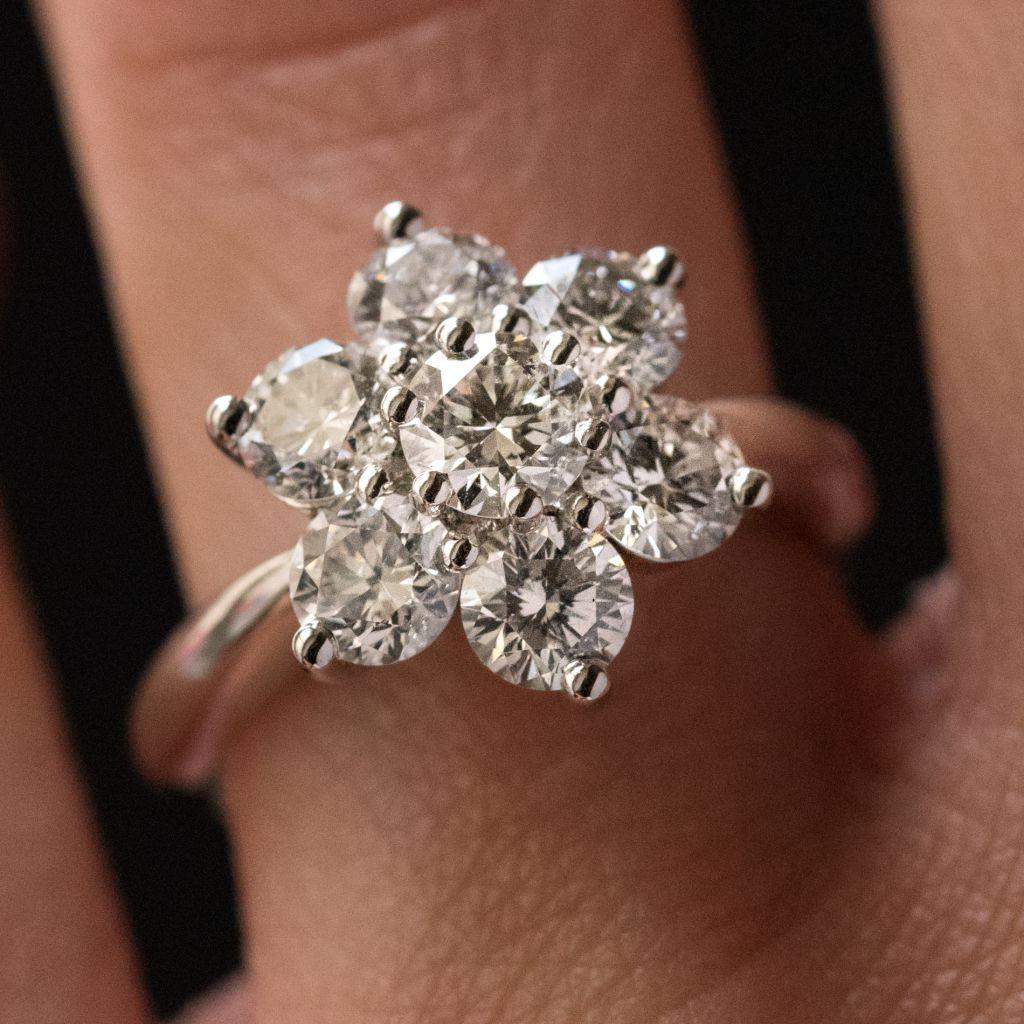 Women's New French Diamond Platinum Engagement Ring