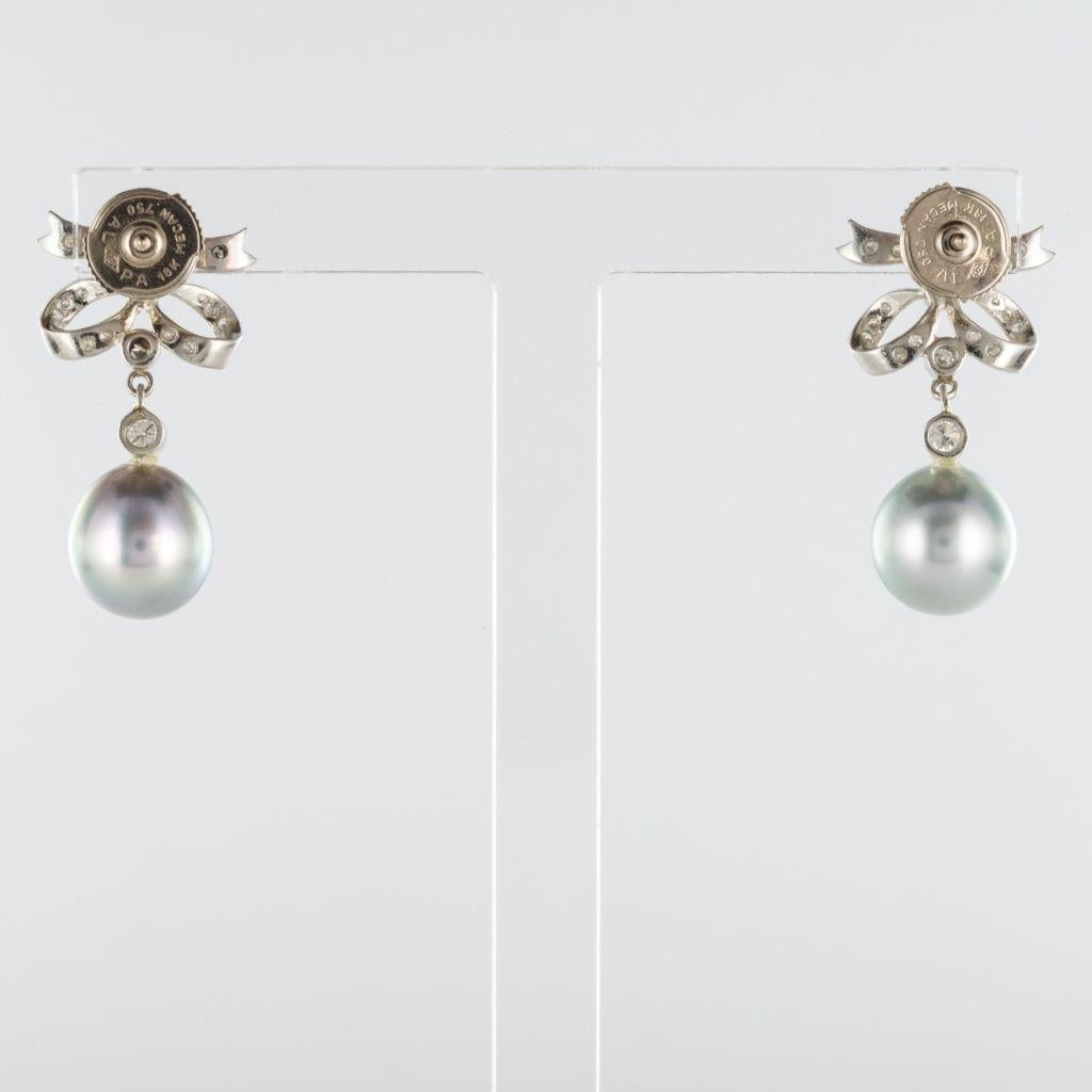 French Grey Pearl Diamond Earrings 2