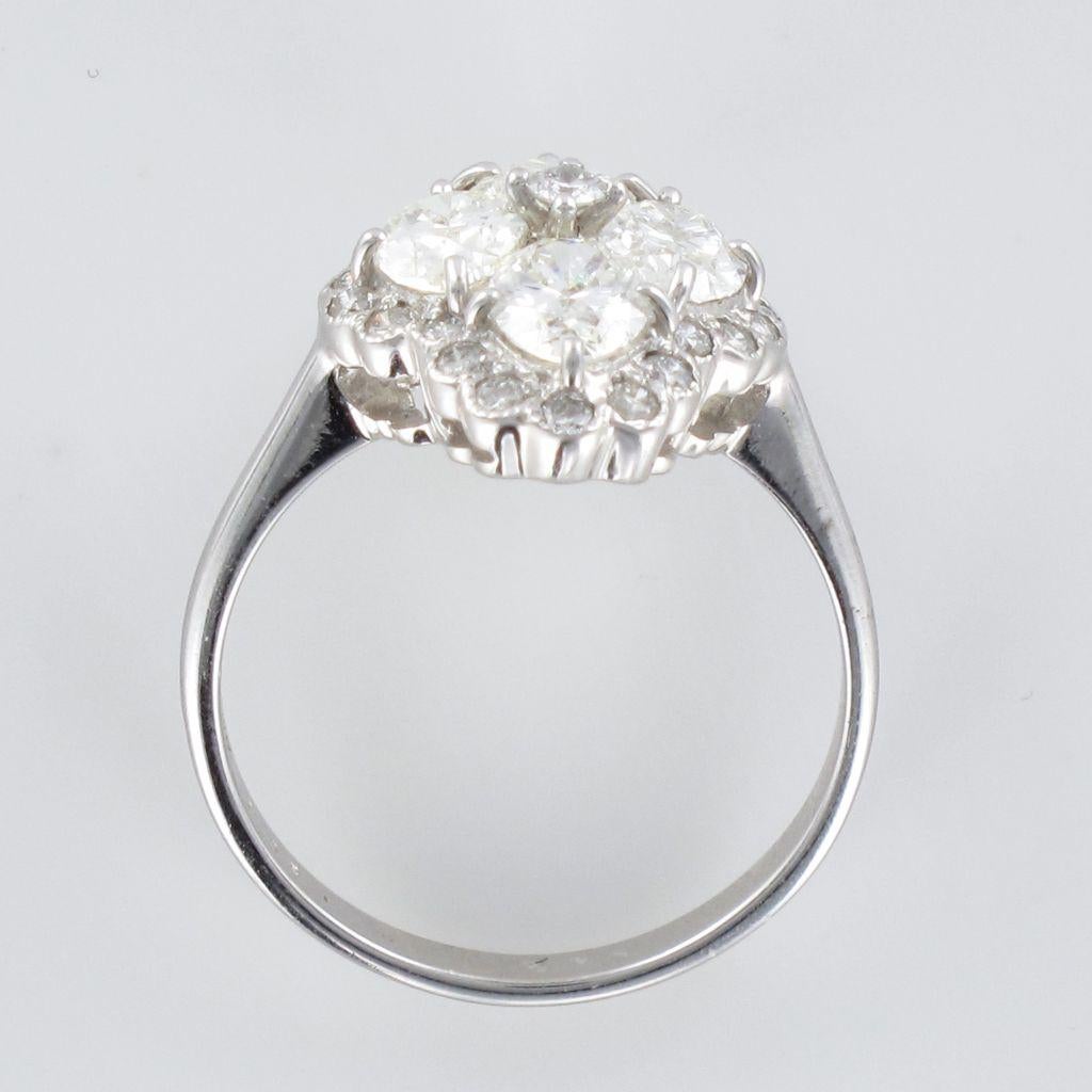 French Modern Marquise 2.05 Carat Diamond 18 Karat White Gold Ring 12