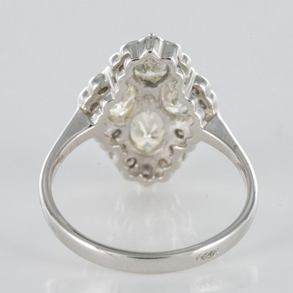French Modern Marquise 2.05 Carat Diamond 18 Karat White Gold Ring 1