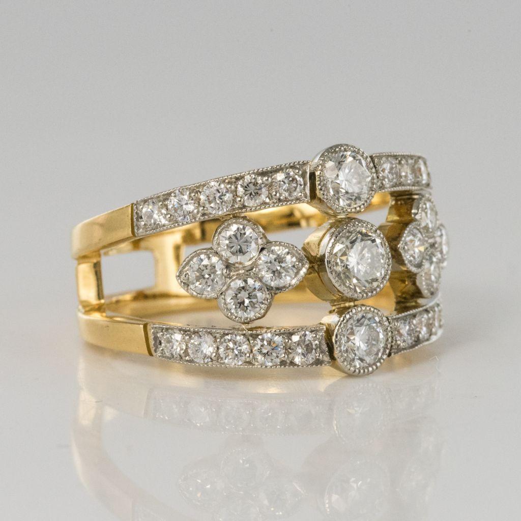 Französisch Openwork Diamant Gold Platin Band Ring 3