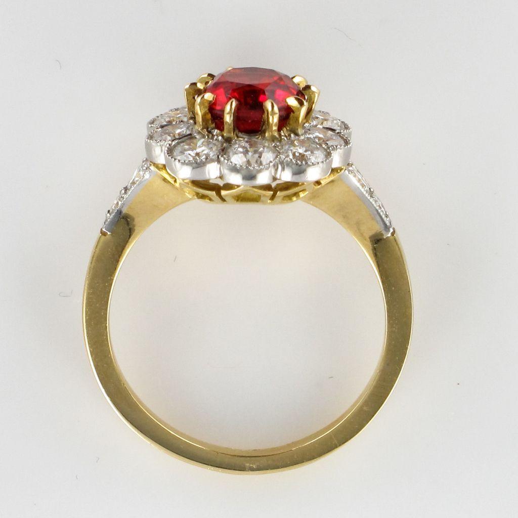 French Spessartite Garnet Diamond Gold Platinum Ring 8