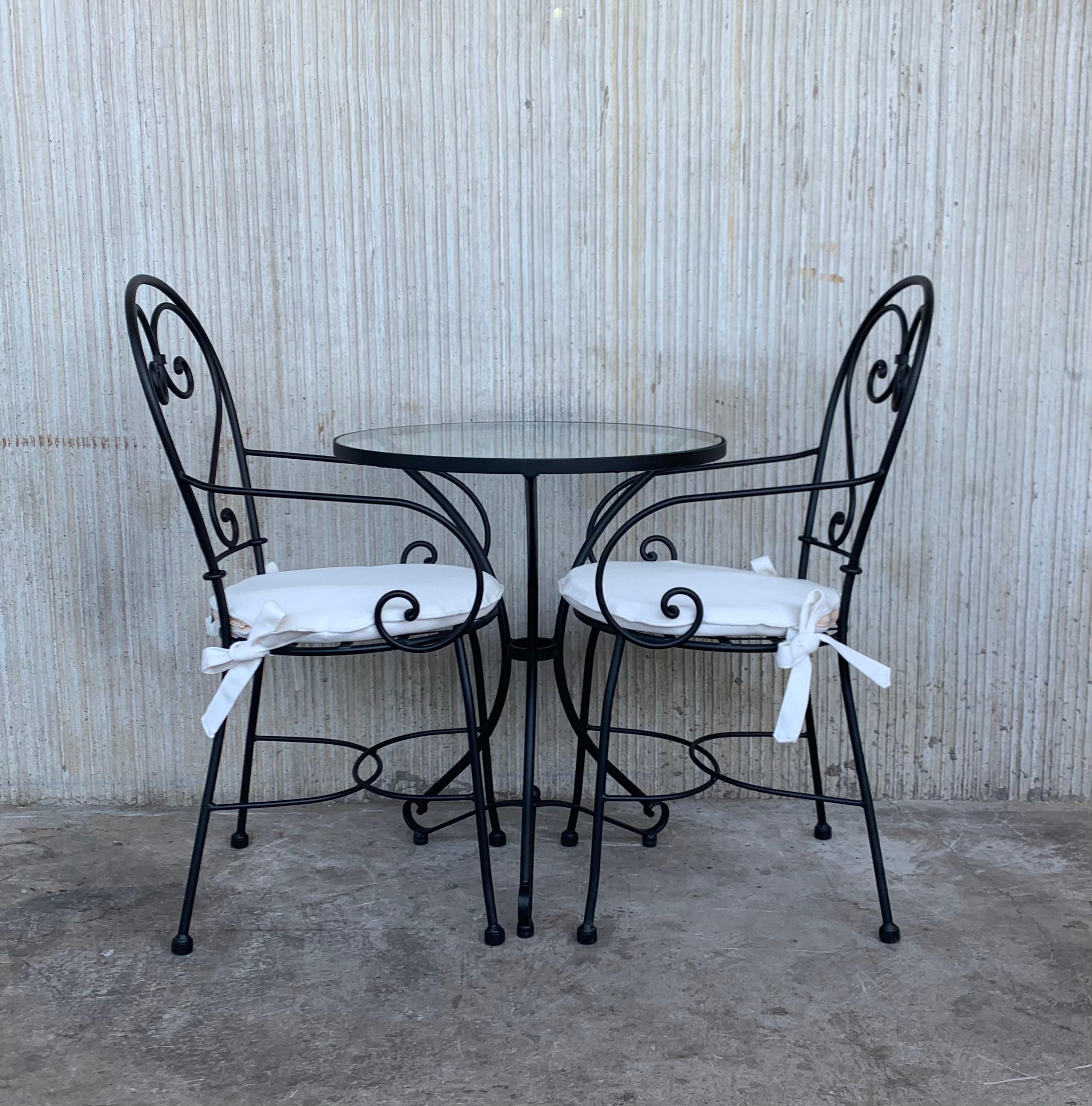 French Provincial New French Wrought Iron Painting Garden Bistro Outdoor Set