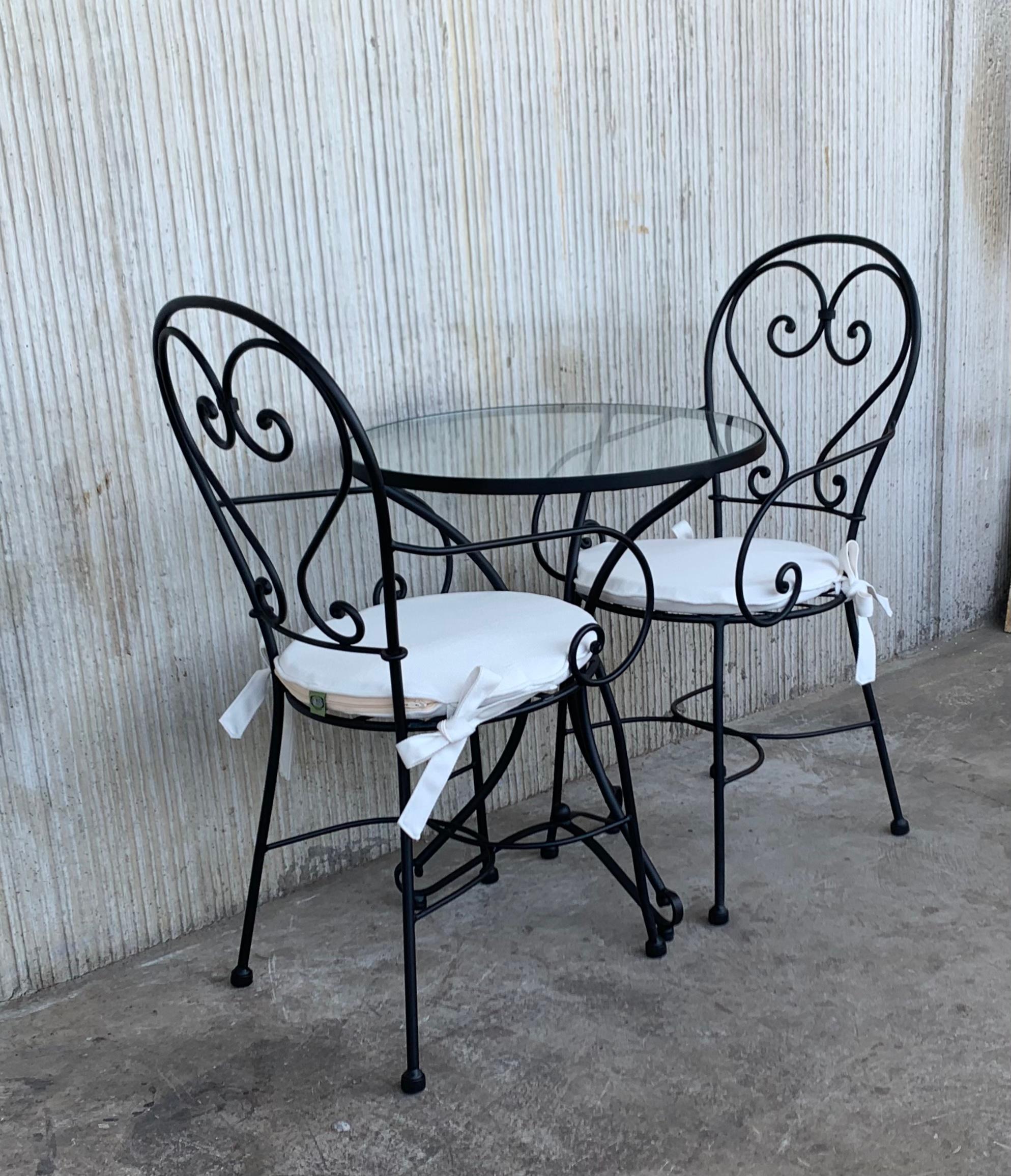 European New French Wrought Iron Painting Garden Bistro Outdoor Set