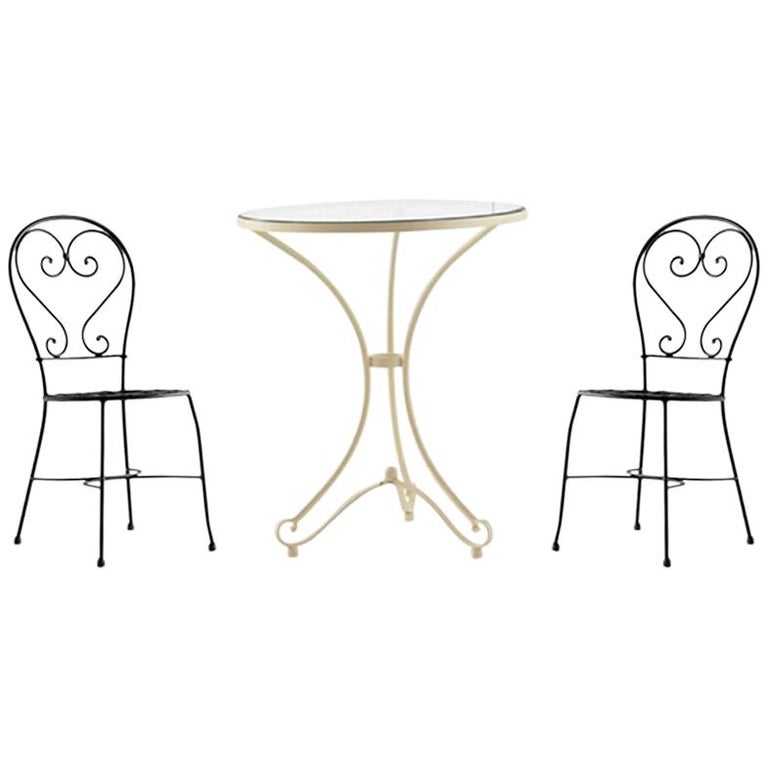 New French Wrought Iron Painting Garden Bistro Outdoor Set at 1stDibs