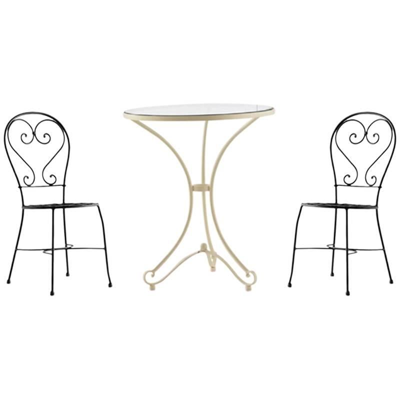 New French Wrought Iron Painting Garden Bistro Outdoor Set