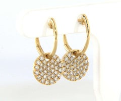 New from Gabriel & Co. 0.49ctw Diamond Pave Disc Drop Dangle Earrings in 14kt