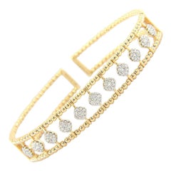 New from Gabriel & Co, 0.70ctw Pave Diamond Station Double Cuff Bangle