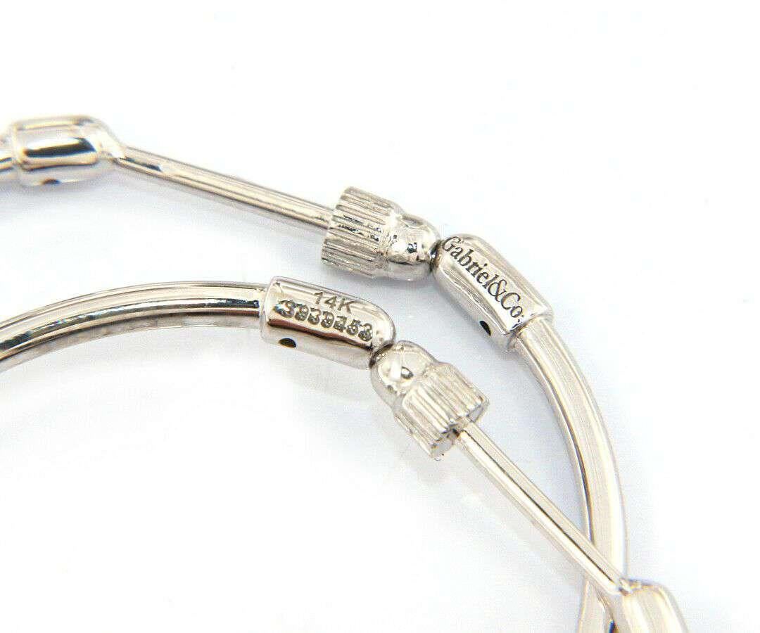 Women's New From Gabriel & Co Screw Back Hoop Earrings in 14kt White Gold For Sale
