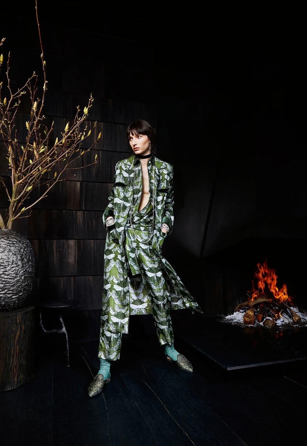 NEW F.R.S. For Restless Sleepers FRS Botanical Print Silk Velvet Dress Robe M. 3