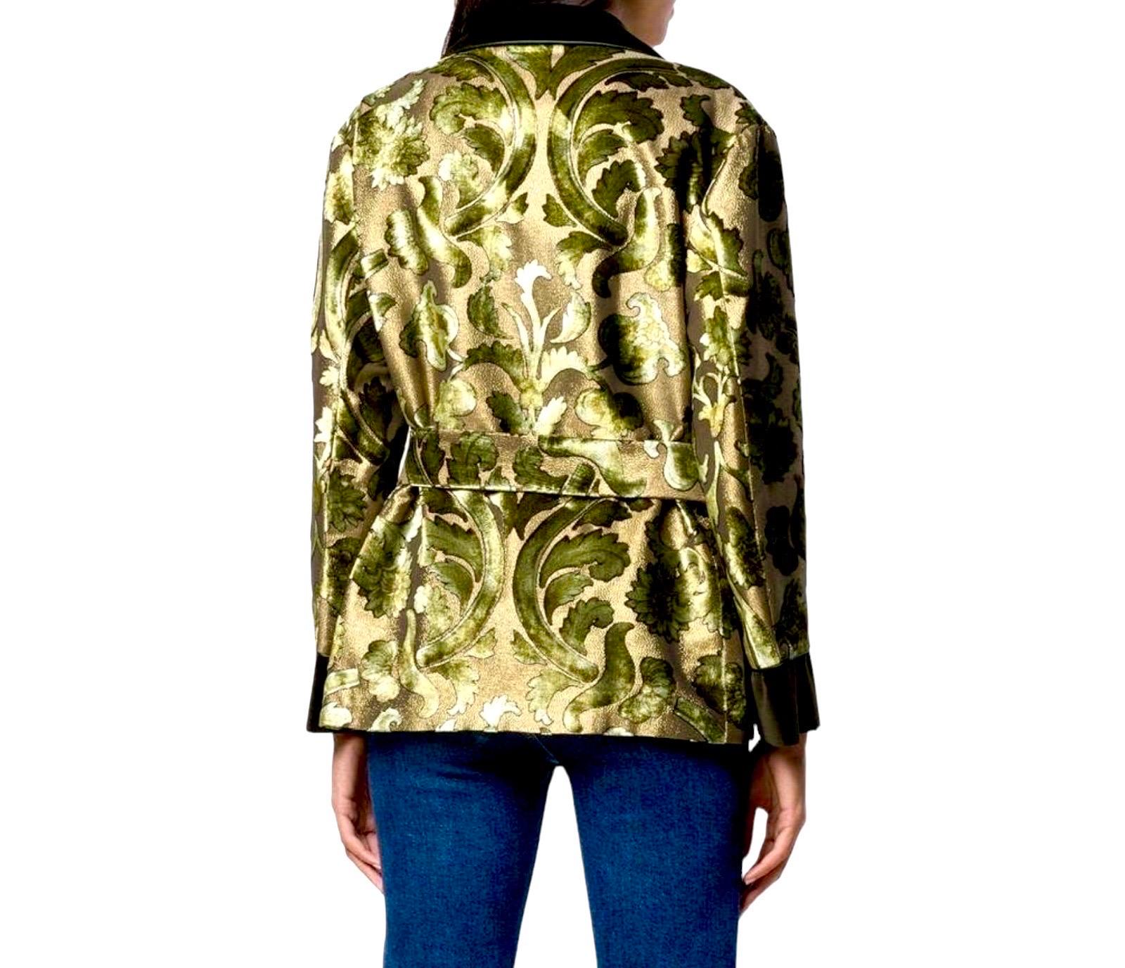 Women's NEW F.R.S For Restless Sleepers FRS Gold Lurex & Green Velvet Evening Jacket M For Sale