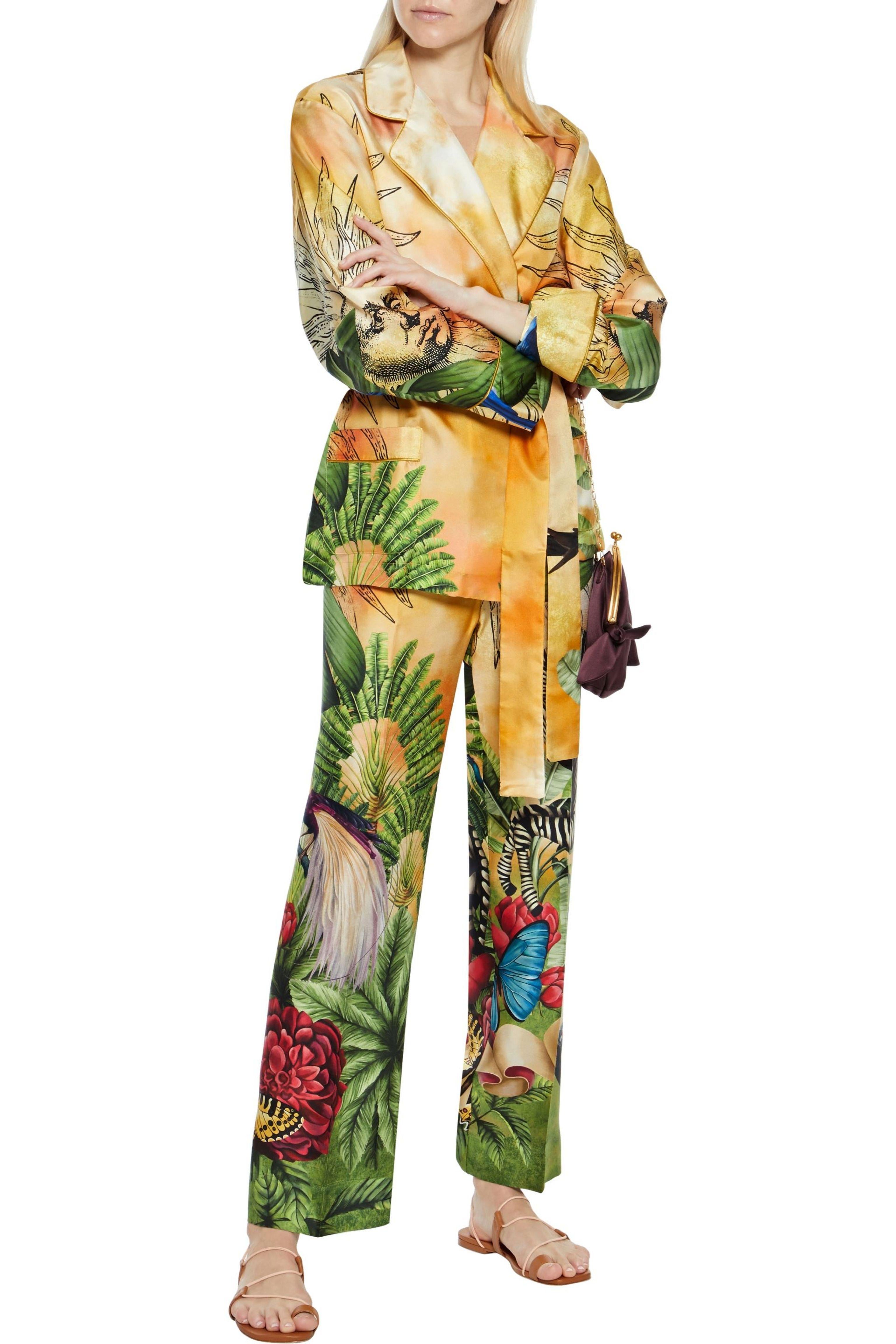 NEW F.R.S For Restless Sleepers FRS Jungle Animal Zebra Birds Pants Suit M For Sale 1