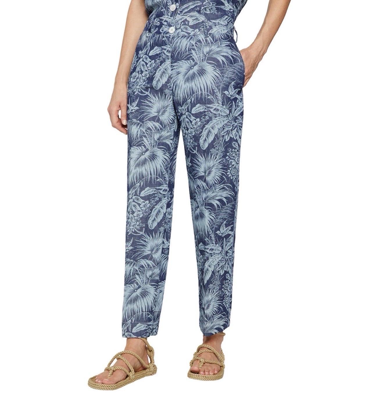 Grigio NUOVO F.R.S. For Restless Sleepers FRS Pantaloni stampati in misto lino XS in vendita
