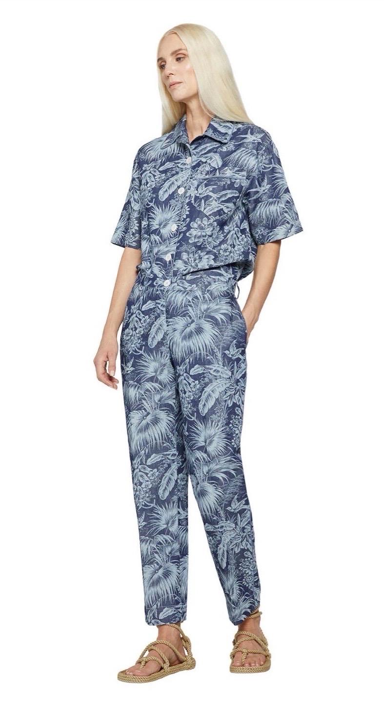 NUOVO F.R.S. For Restless Sleepers FRS Pantaloni stampati in misto lino XS in vendita 1