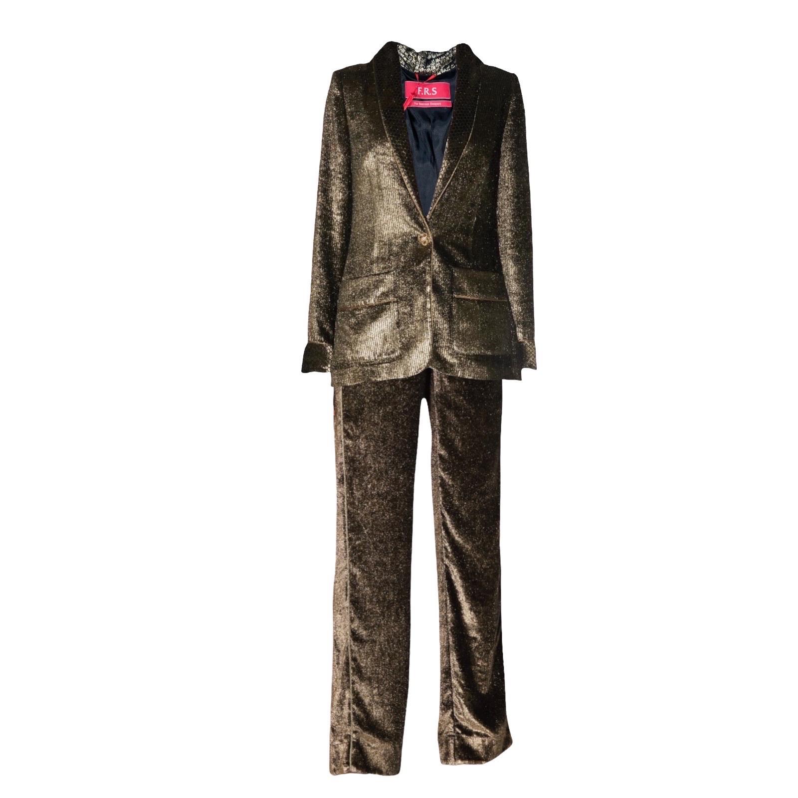 NEW F.R.S For Restless Sleepers FRS Metallic Silk Velvet Evening Tuxedo Suit M
