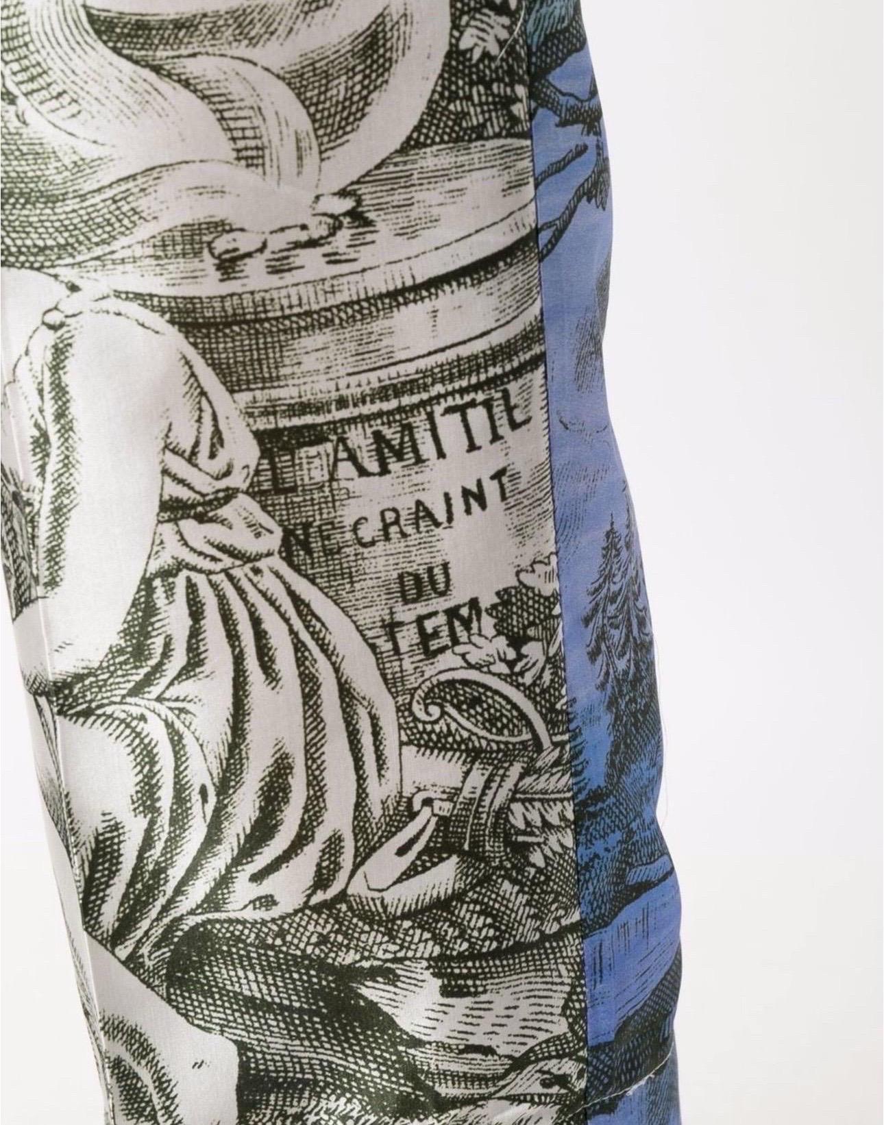 Grigio NUOVO F.R.S. For Restless Sleepers FRS Pantaloni stampati in misto seta XS in vendita
